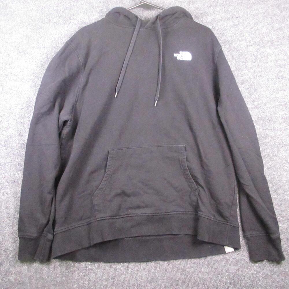 The North Face Hoodie Mens XL Black Mountain Graphic Logo Fleece Pullover